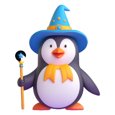 penguin wizard with magic wand sticker