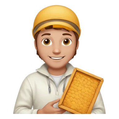 male bee keeper with brown hair, white outfit,  sticker