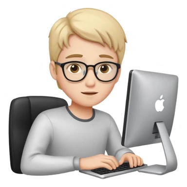 young programmer working at the computer, inspired sticker