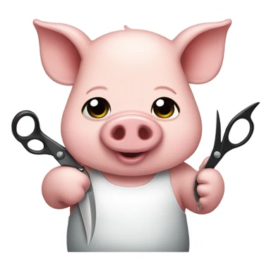 Pig holding scissors sticker