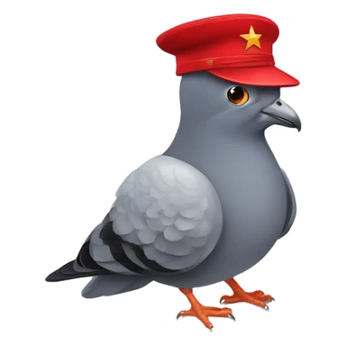 pigeon with communist hat sticker