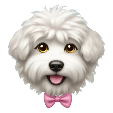 white fluffy dog with pink bow sticker