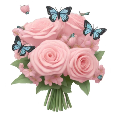 Pastel pink bouquet with butterflies sticker