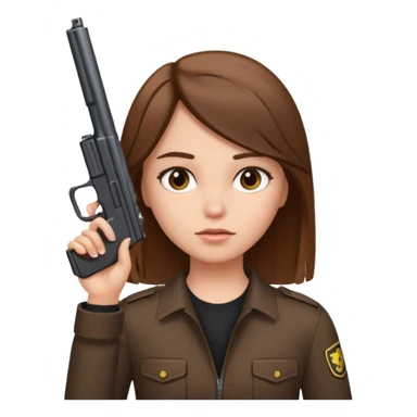 girl w brown straight hair holding a gun to her head sticker