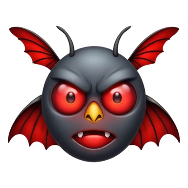 Create a scary emoji of the mothman with bright red eyes sticker