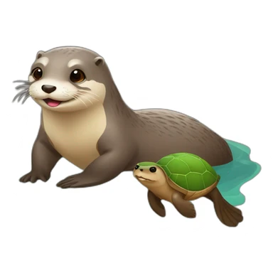 Loutre avec une tortue sticker