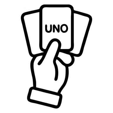 a hand holding Uno cards, rendered as a simple icon sticker