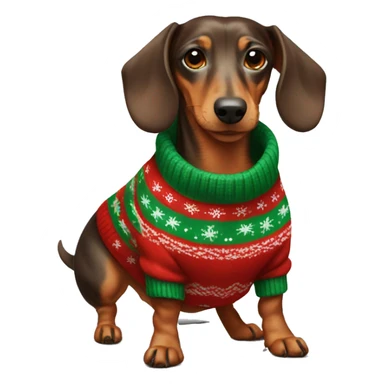 Dachshund in Christmas sweater sticker