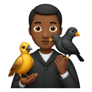 black thsirtbald man with bird sticker
