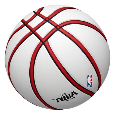 Minimalist red and black Spalding basketball with NBA logo, red with black lines, iOS emoji style sticker