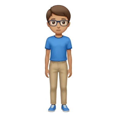 adolescent garçon taille moyenne corpulence maigre cheveux chatain court yeux bleus lunettes photo de pieds en pantalon  sticker