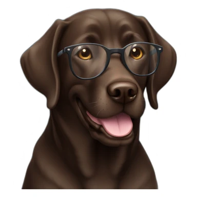 dark brown labrador with glasses smiling sticker