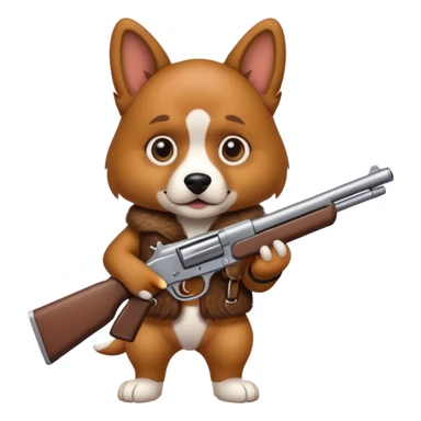 dog holding a gun  sticker