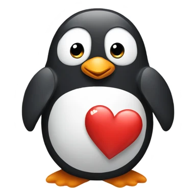 Penguin holding heart sticker