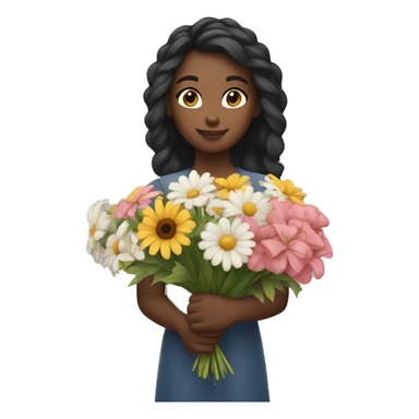 girls holding a flower bouquet sticker