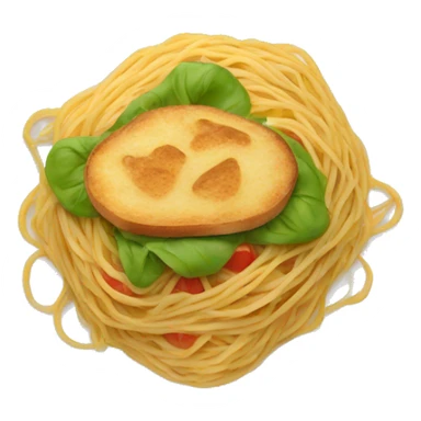 Spaghetti with salad and bread sticker