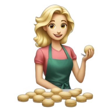Blond girl in apron makes macaroons sticker