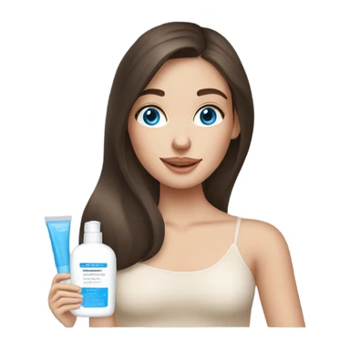 White Skin care on white freackles skin of a brunett blue eyed girl using skin care products  sticker
