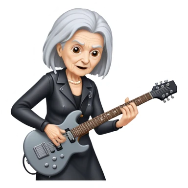 Old woman playing a heavy metal guitar sticker