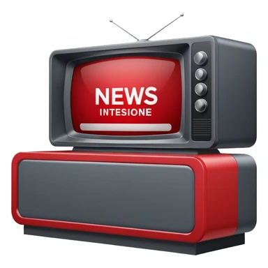 Create a baseboard to display the news headline and the interviewee's name, in a television style, using dark gray and red. In one corner, include a rounded space for the media outlet's logo. sticker
