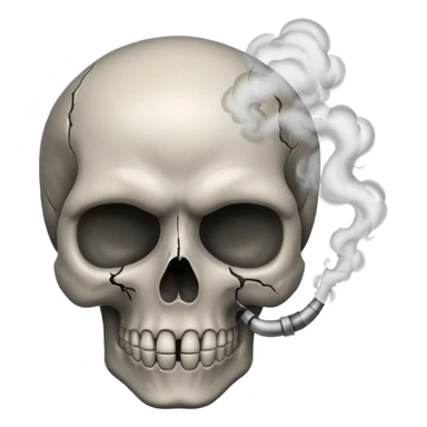 Make a skull emoji whose head is blasted off and smoke is coming from its head from inside sticker