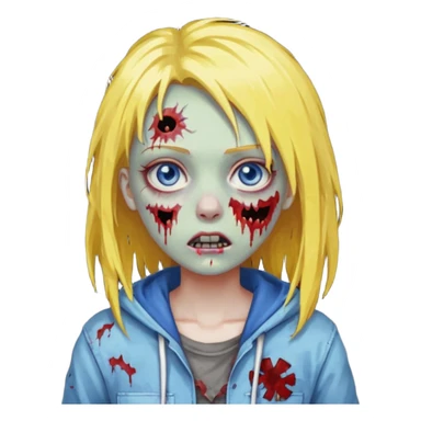 zombie girl yellow hair and blue eyes pixeled sticker
