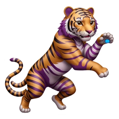 purple with burgundy stripes jumping tiger sticker