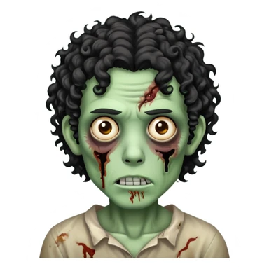 Zombie de cabelo cacheado médio preto que cobre a testa sticker
