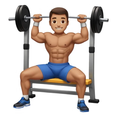 A man bench pressing in apple style emoji sticker