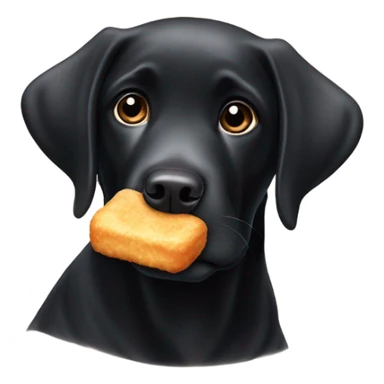 Black Labrador retriever ￼eating a chicken nugget  sticker