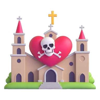 heart, skull, and church together sticker