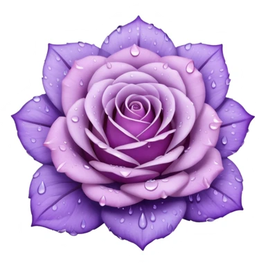 Pale purple and violet Receptacle rose,  displaying water droplets on the outter petals sticker