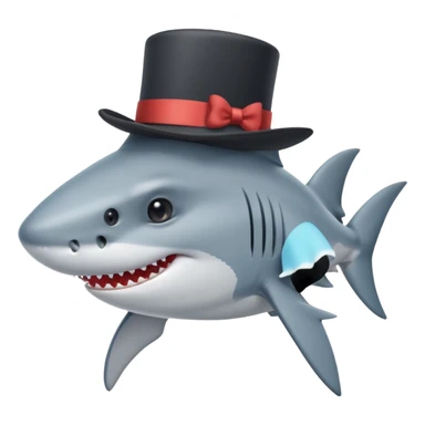 Sad Shark with a top hat sticker