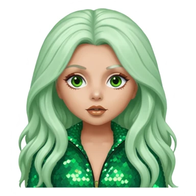 Jesy Nelson from Little Mix with long white hair, green sequin outfit sticker