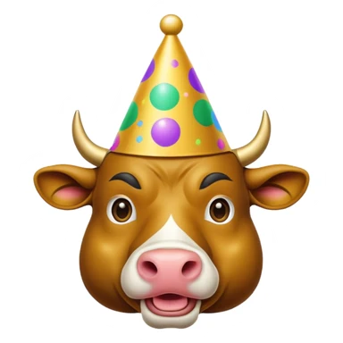 New Year's dressed bull emoji sticker