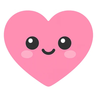pink kawaii heart with shiny eyes and blushing cheeks sticker