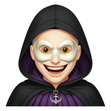 Una cara con risa malvada quitándose una máscara con una sonrisa agradable  sticker