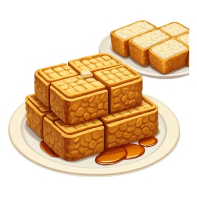 tempeh-cinematic-realistic-tempeh-dish-emoji,-depicted-as-crispy,-sliced-portions-of-fermented-soy-cake-with-a-golden-brown-finish,-rendered-with-detailed-textures-and-warm,-inviting-lighting sticker