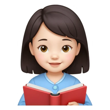3D 风格的 notebook icon，有 baby girl，中国孩子 sticker
