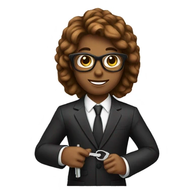 brown skin realtor with hair holding a black key sticker