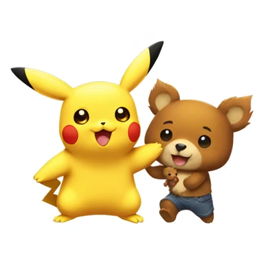 Pikachu with a bear sticker