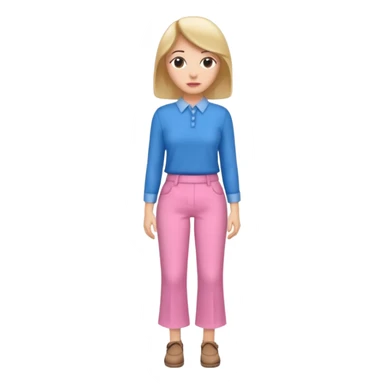 A woman with pants ☺️👖and a skirt and pink pants and blue shirt sticker
