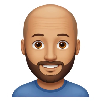 man, shaved head with stubbles, brown eyes, full beard, smiling sticker