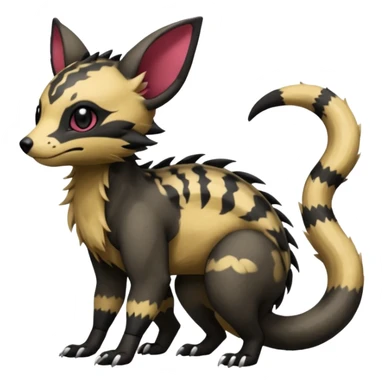  realistic cute epic aesthetic gothic colorful Salandit-Eevee-Civet-species-Fakemon-hybrid-creature, with markings, full body sticker