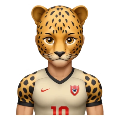 Footballer with a leopard head sticker