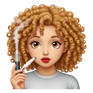 A curly haired girl vaping sticker