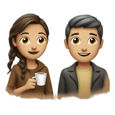 girl and boy having coffee sticker
