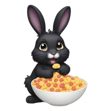 Small furry black rabbit eat frootloops sticker