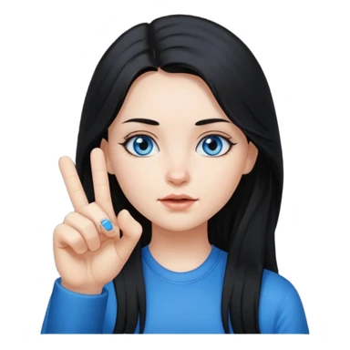 Middle finger girl with black long hair and blue eyes  sticker