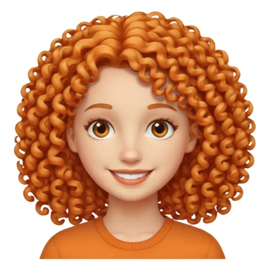 ahora hazme una mujer blanca joven con el pelo rizado y con color naranja claro  sticker